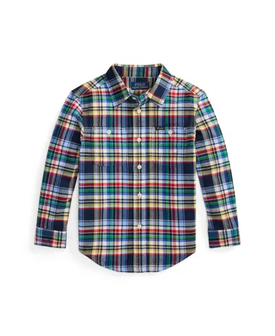Polo Ralph Lauren Kids' Toddler And Little Boys Plaid Brushed Cotton Oxford Shirt In Multi