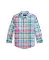 Polo Ralph Lauren Plaid Cotton Poplin Shirt In Pink Blue Multi