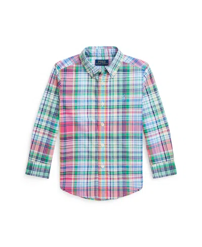 POLO RALPH LAUREN TODDLER AND LITTLE BOYS PLAID COTTON POPLIN SHIRT
