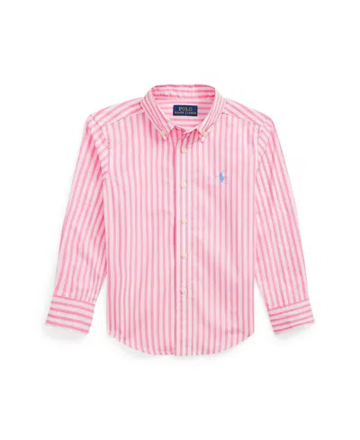 Polo Ralph Lauren Kids' Toddler And Little Boys Plaid Cotton Poplin Shirt In Pink,white