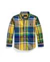 Polo Ralph Lauren Checked Cotton Shirt In Royal Yellow Multi