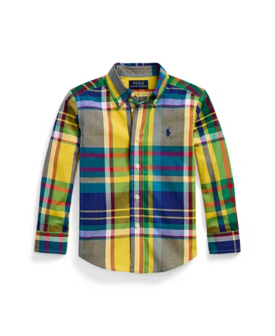 Polo Ralph Lauren Kids' Checked Cotton Shirt In 6067 Royal/red Multi