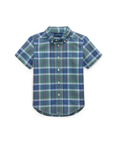 POLO RALPH LAUREN TODDLER AND LITTLE BOYS PLAID OXFORD SHORT SLEEVE SHIRT