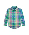 Polo Ralph Lauren Toddler And Little Boys Plaid Poplin Shirt In Seafoam Blue Multi