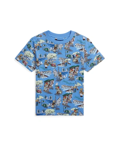 Polo Ralph Lauren Kids' Toddler And Little Boys Polo Bear Cotton Jersey T-shirt In Paris Bear,blue Flower