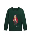 Polo Ralph Lauren Kids' Toddler And Little Boys Polo Bear Cotton Long Sleeve Tee In College Green Ho24 Bear