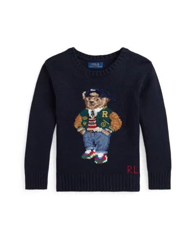 Polo Ralph Lauren Kids' Toddler And Little Boys Polo Bear Crewneck Sweater In Rl Navy