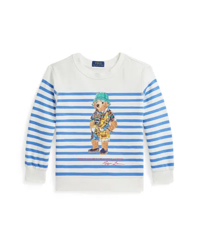 POLO RALPH LAUREN TODDLER AND LITTLE BOYS POLO BEAR STRIPED FLEECE SWEATSHIRT
