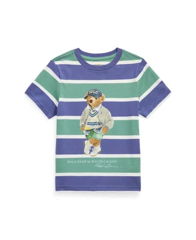 POLO RALPH LAUREN TODDLER AND LITTLE BOYS POLO BEAR STRIPED JERSEY T-SHIRT