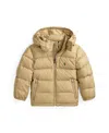 Polo Ralph Lauren Hooded Puffer Jacket In Brown