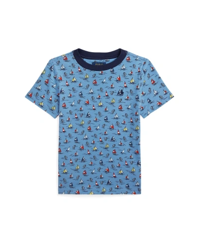 Polo Ralph Lauren Kids' Toddler And Little Boys Sailboat-print Cotton Jersey T-shirt In High Tide/blue