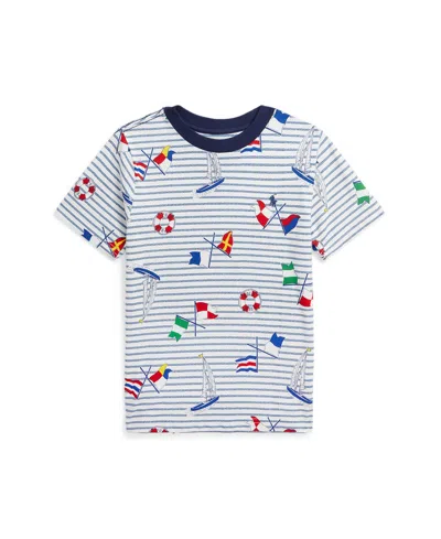 Polo Ralph Lauren Kids' Toddler And Little Boys Sailing-print Striped Cotton Jersey T-shirt In On Deck Print