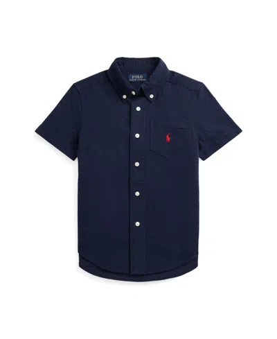 Polo Ralph Lauren Kids' Toddler And Little Boys Seersucker Short-sleeve Shirt In Astoria Navy