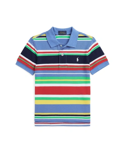 Polo Ralph Lauren Kids' Toddler And Little Boys Striped Cotton Mesh Polo Shirt In New England Blue Multi