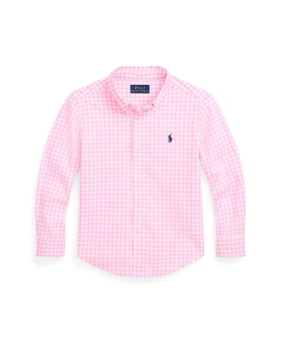 Polo Ralph Lauren Kids' Toddler And Little Boys Striped Cotton Poplin Shirt In Pink,white