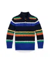 Polo Ralph Lauren Toddler And Little Boys Striped Cotton Quarter-zip Sweater In Multi Stripe