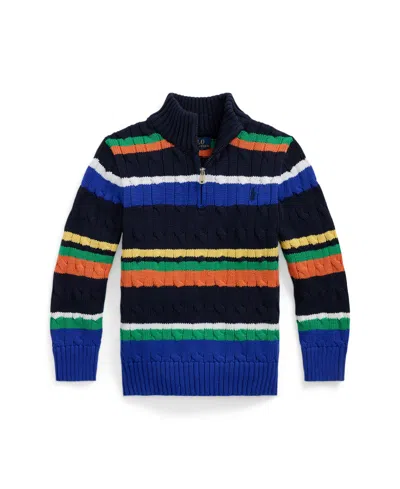 Polo Ralph Lauren Kids' Toddler And Little Boys Striped Cotton Quarter-zip Sweater In Multi Stripe