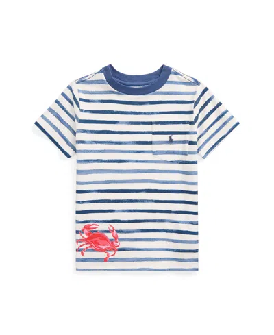 Polo Ralph Lauren Kids' Toddler And Little Boys Striped Crab Cotton Jersey Pocket Tee In Blue Multi