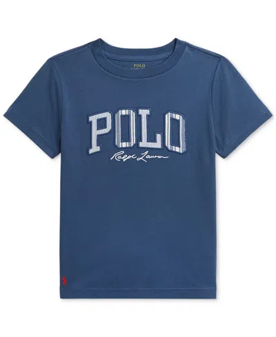 Polo Ralph Lauren Kids' Toddler & Little Boys Striped-logo Cotton Jersey T-shirt In Blue