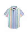 Polo Ralph Lauren Big Boys Striped Oxford Short-sleeve Shirt In Navy Red Multi