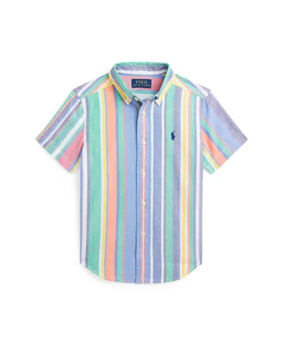 POLO RALPH LAUREN TODDLER AND LITTLE BOYS STRIPED OXFORD SHORT-SLEEVE SHIRT