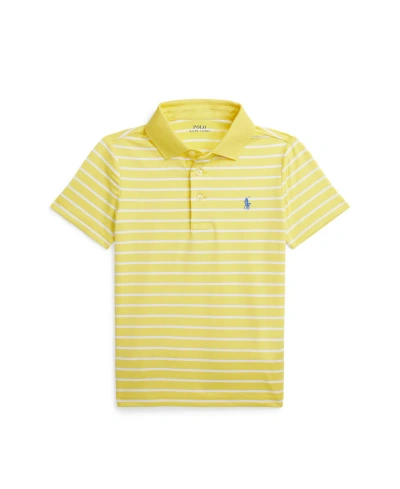 Polo Ralph Lauren Kids' Toddler And Little Boys Striped Performance Jersey Polo Shirt In Sunfish Yellow,ceramic White