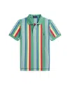 Polo Ralph Lauren Striped Cotton Mesh Polo Shirt In Haven Green Multi
