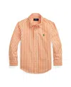 Polo Ralph Lauren Toddler And Little Boys Striped Poplin Shirt In Orange,white