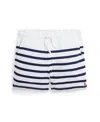 Polo Ralph Lauren Toddler And Little Boys Striped Spa Terry Drawstring Shorts In White,spring Navy
