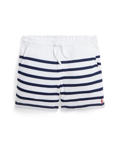Polo Ralph Lauren Kids' Toddler And Little Boys Striped Spa Terry Drawstring Shorts In White,spring Navy