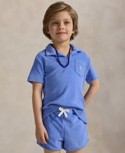 Polo Ralph Lauren Kids' Toddler And Little Boys Terry Polo Shirt And Short Set In Harbor Island Blue