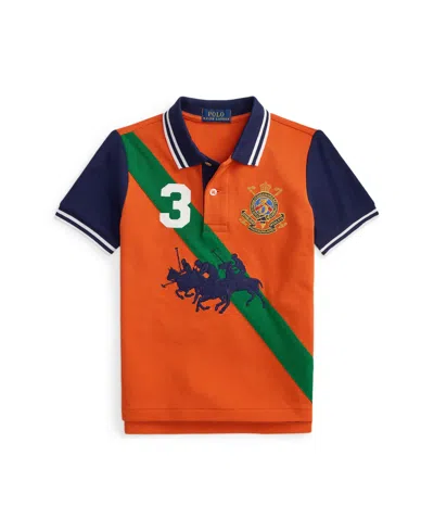 Polo Ralph Lauren Kids' Toddler And Little Boys Triple-pony Cotton Mesh Polo Shirt In Orange