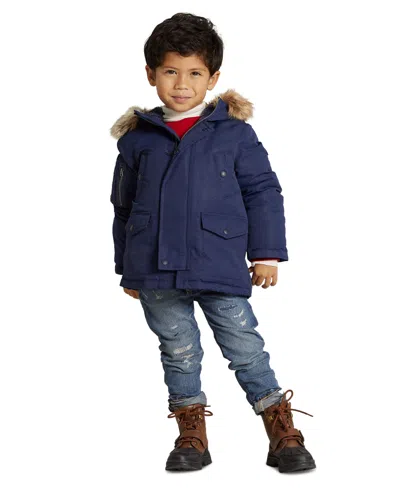 Polo Ralph Lauren Kids' Little And Toddler Boys Water-resistant Down Parka Long Sleeve Jacket In Newport Navy
