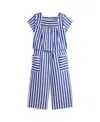 Polo Ralph Lauren Striped Cotton Top & Cropped Pant Set In Blue