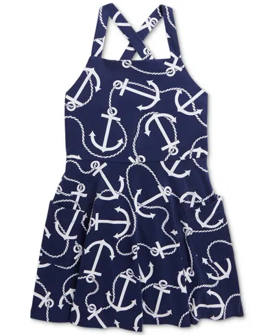 Polo Ralph Lauren Kids' Toddler & Little Girls Anchor-print Cotton Jersey Dress In Navy