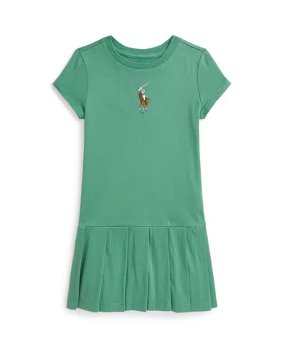 POLO RALPH LAUREN TODDLER AND LITTLE GIRLS BIG PONY PLEATED JERSEY DRESS