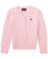 Polo Ralph Lauren Toddler And Little Girls Cable-knit Cotton Cardigan In Hint Of Pink