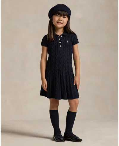 Polo Ralph Lauren Kids' Toddler And Little Girls Cable-knit Cotton Polo Sweater Dress In Black