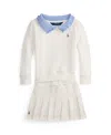 Polo Ralph Lauren Toddler And Little Girls Collared Terry Sweatshirt And Skort Set
