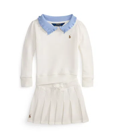 Polo Ralph Lauren Kids' Toddler And Little Girls Collared Terry Sweatshirt And Skort Set