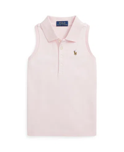 Polo Ralph Lauren Kids' Toddler And Little Girls Cotton Mesh Sleeveless Polo Shirt In Hint Of Pink