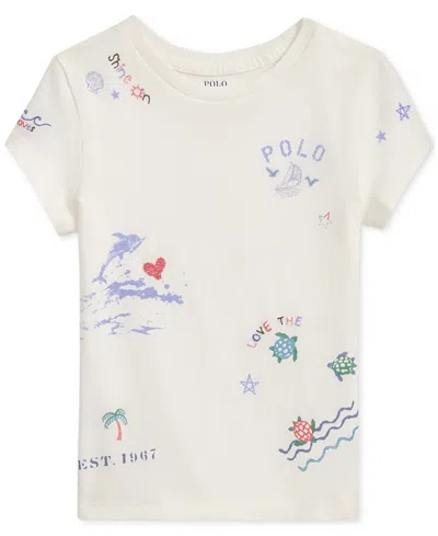 Polo Ralph Lauren Kids' Toddler & Little Girls Cotton Printed T-shirt In White