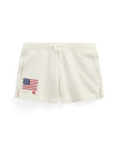 POLO RALPH LAUREN TODDLER AND LITTLE GIRLS FLAG-APPLIQUE FRENCH TERRY SHORTS