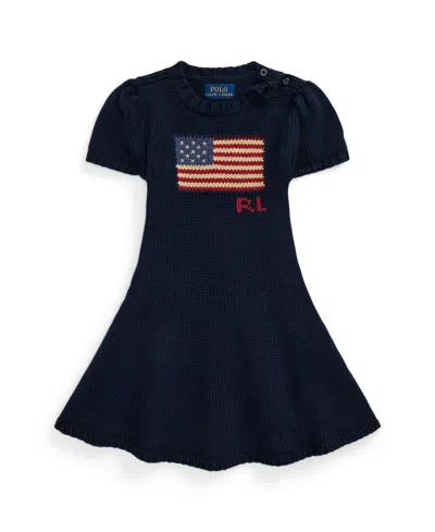 POLO RALPH LAUREN TODDLER AND LITTLE GIRLS FLAG-INTARSIA SWEATER DRESS