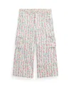 Polo Ralph Lauren Big Girls Floral Canvas Wide-leg Cargo Pants In Plato Green