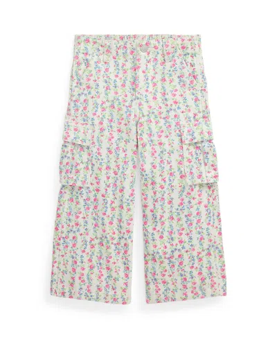 POLO RALPH LAUREN TODDLER AND LITTLE GIRLS FLORAL CANVAS WIDE LEG CARGO PANTS