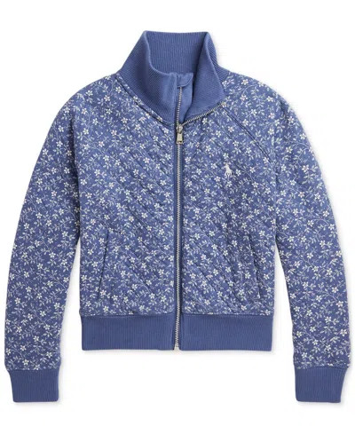 Polo Ralph Lauren Kids' Toddler & Little Girls Floral Quilted Double-knit Jacket In Blue