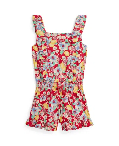 POLO RALPH LAUREN TODDLER AND LITTLE GIRLS FLORAL RUFFLED JERSEY ROMPER