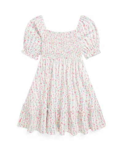 POLO RALPH LAUREN TODDLER AND LITTLE GIRLS FLORAL SMOCKED JERSEY DRESS