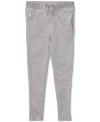 Polo Ralph Lauren Big Girls Washed French Terry Leggings In Light Grey Heather
